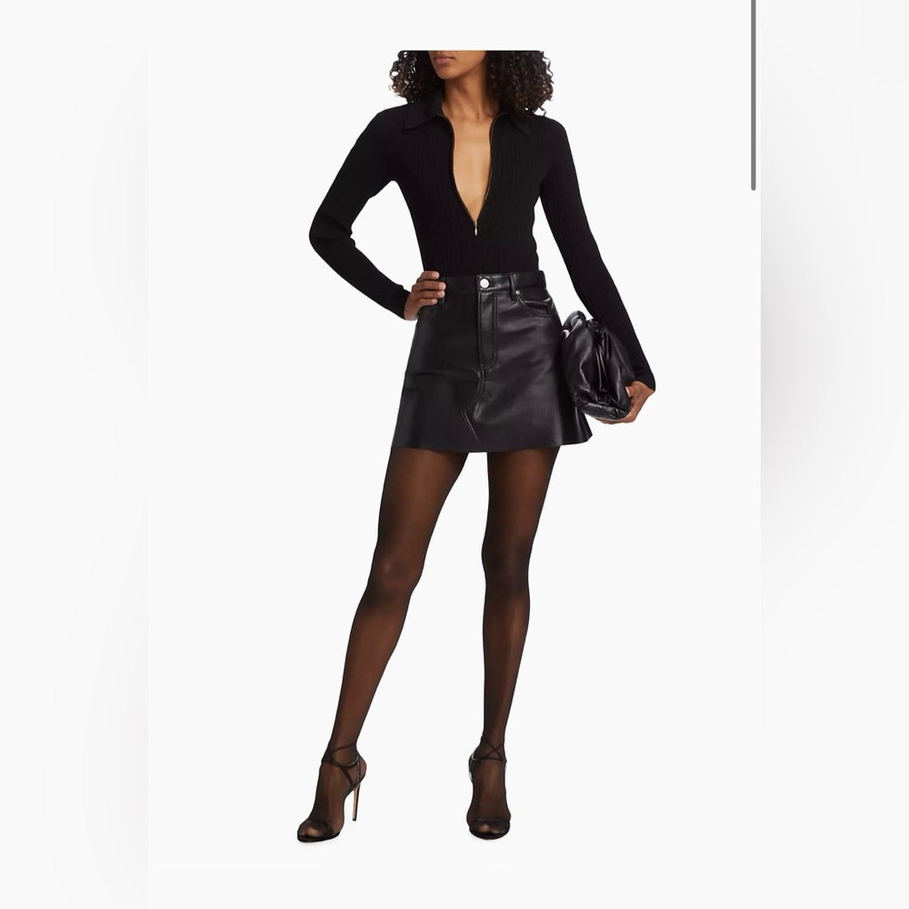 Frame Black Leather Mini Skirt